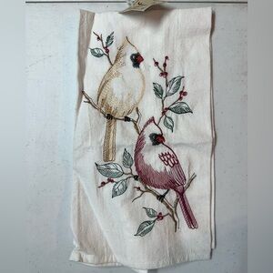 White and Red Cardinal Kitchen Linen Towel
